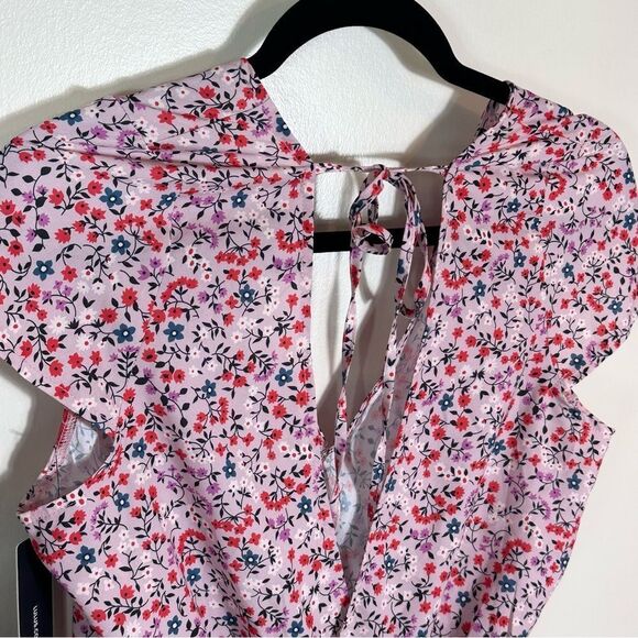 Lulu's Pink and Red Floral romper - Picture 3 of 12